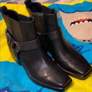 Sam Edelman Black Ankle Boots with Silver Buckles